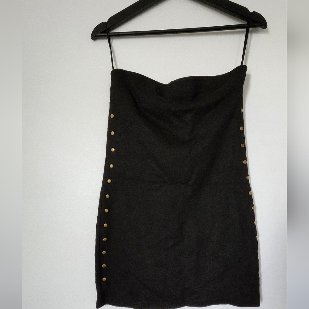 H&M Black Mini Dress with Gold Accents